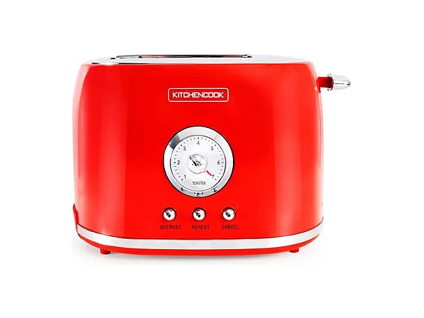 Grille Pain Style Rétro Double Fentes Retro Toast Rouge Kitchencook