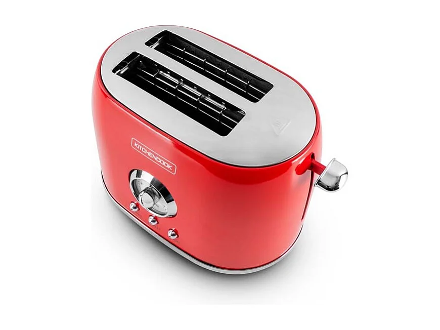 Grille Pain Style Rétro Double Fentes Retro Toast Rouge Kitchencook
