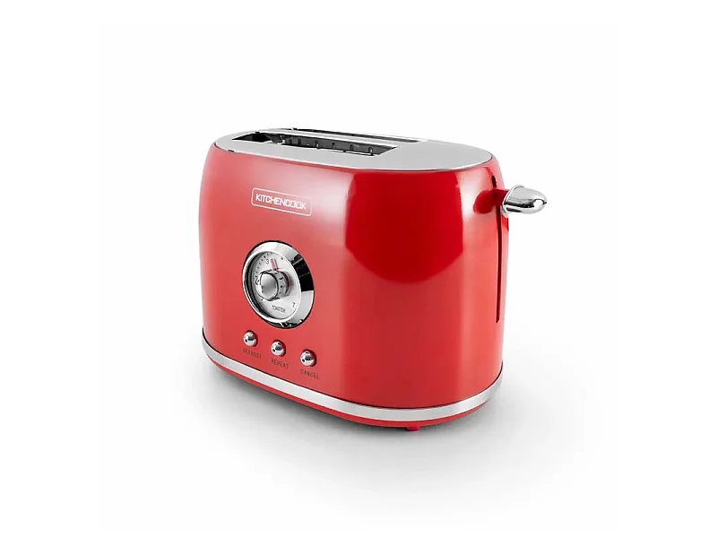 Kitchencook - Retro Toast Red - Rouge - Grille-pain Rétro 2 Fentes - 7 Niveaux - 800 W