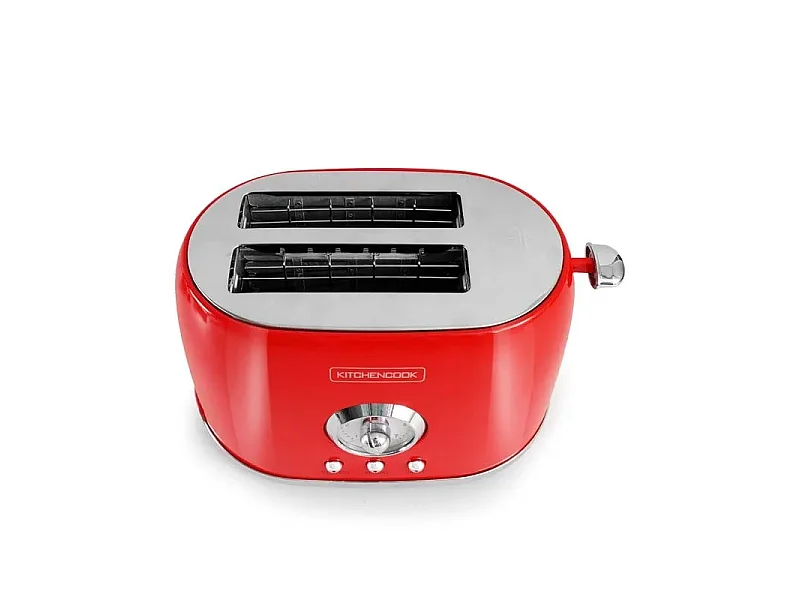 Kitchencook - Retro Toast Red - Rouge - Grille-pain Rétro 2 Fentes - 7 Niveaux - 800 W