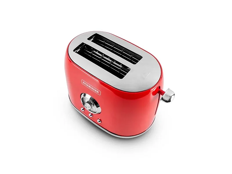 Kitchencook - Retro Toast Red - Rouge - Grille-pain Rétro 2 Fentes - 7 Niveaux - 800 W