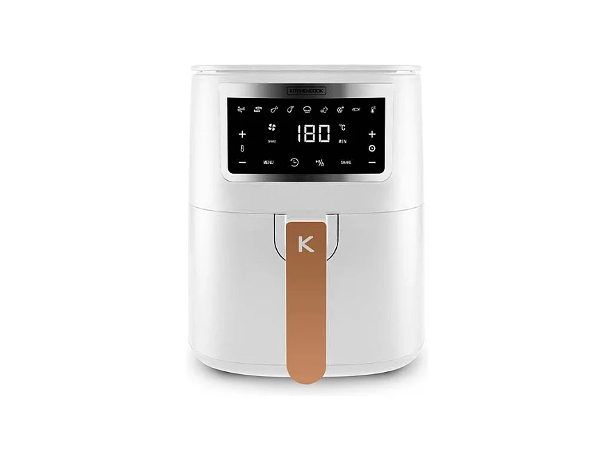 Kitchencook - Friteuse Sans Huile 4l - 8 Programmes - Minuterie Numérique - Thermostat Réglable - 1400w - Blanc
