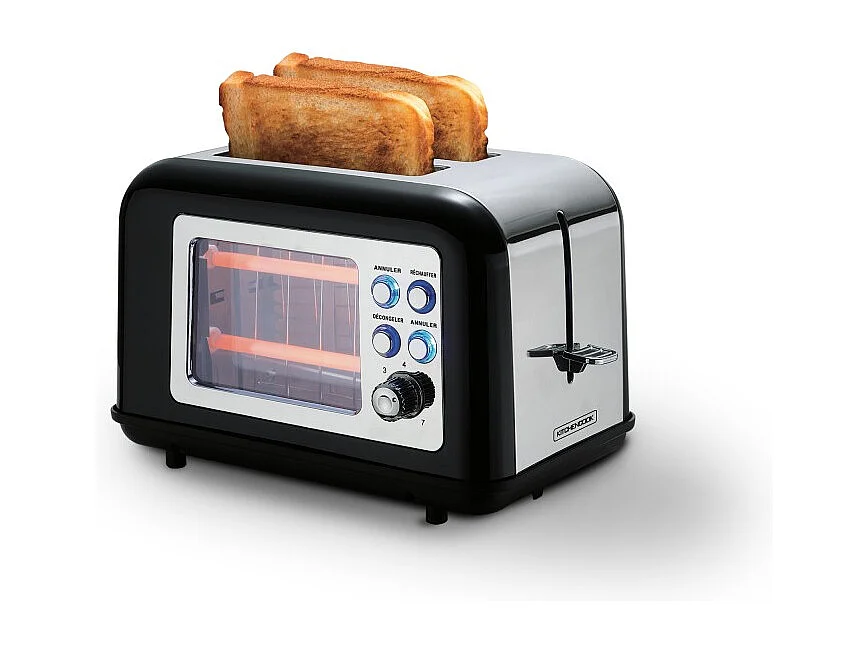 Grille Pain Double Fente Avec Fenetre Toasteo Glass Black Kitchencook