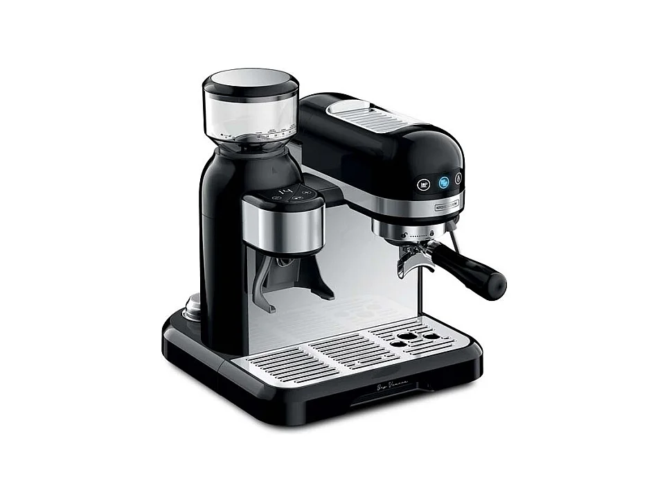 Kitchencook - Machine à Expresso Avec Broyeur - Pression 19 Bars - Arrêt Automatique - Buse Inox - 2 Filtres - Plateau Chauffant