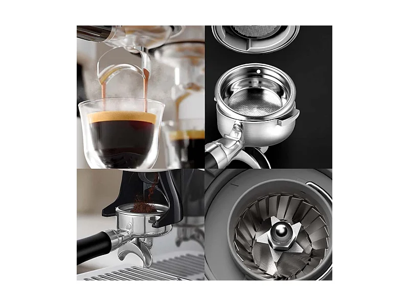 Kitchencook - Machine à Expresso Avec Broyeur - Pression 19 Bars - Arrêt Automatique - Buse Inox - 2 Filtres - Plateau Chauffant