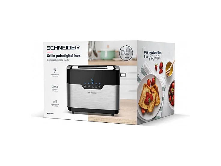 Grille Pain Digital 2 Fentes Inox Scto22dx Schneider
