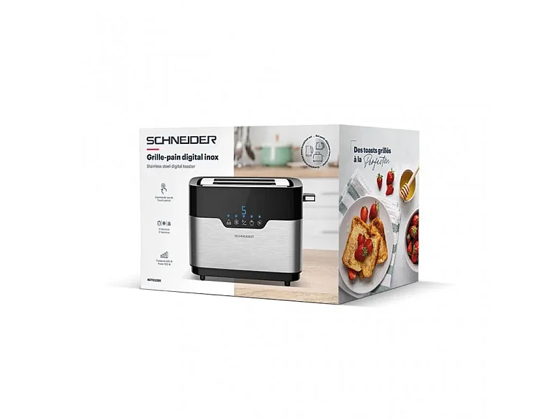 Schneider - Scto22dx - Inox - Grille-pain 2 Fentes Tactile - Contrôle Digital - 920 W