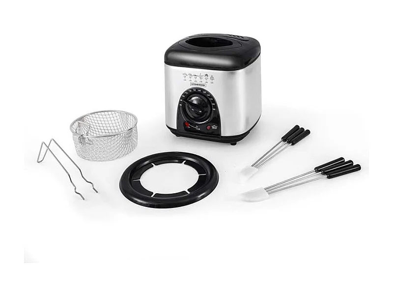 Kitchencook - Friteuse électrique 1l 2en1  - Avec Service à Fondue - Couvercle Avec Fenêtre - Revêtement Antiadhésif