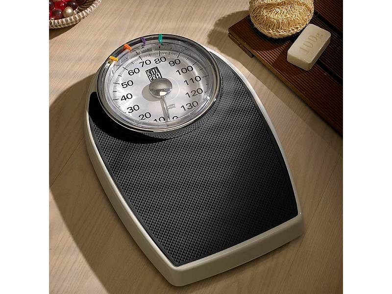 Kitipro - Pèse Personne Mécanique - Grand Cadran - Affichage Analogique - Capacité Max 136kg - Sans Pile - Noir