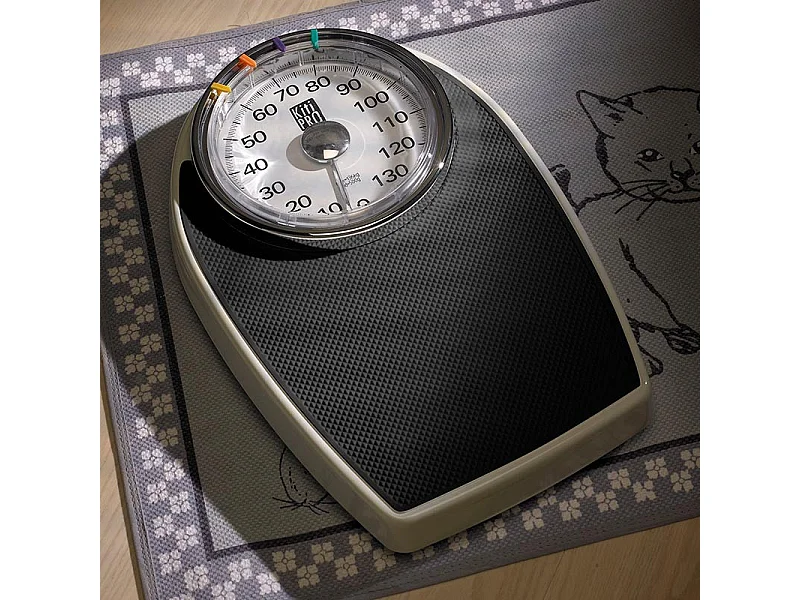 Kitipro - Pèse Personne Mécanique - Grand Cadran - Affichage Analogique - Capacité Max 136kg - Sans Pile - Noir