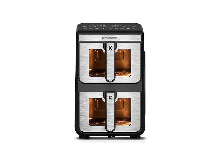 Kitchencook - Double Friteuse à Air Verticale 11l - 7 Programmes - Minuterie Numérique - Thermostat Réglable - 2400w