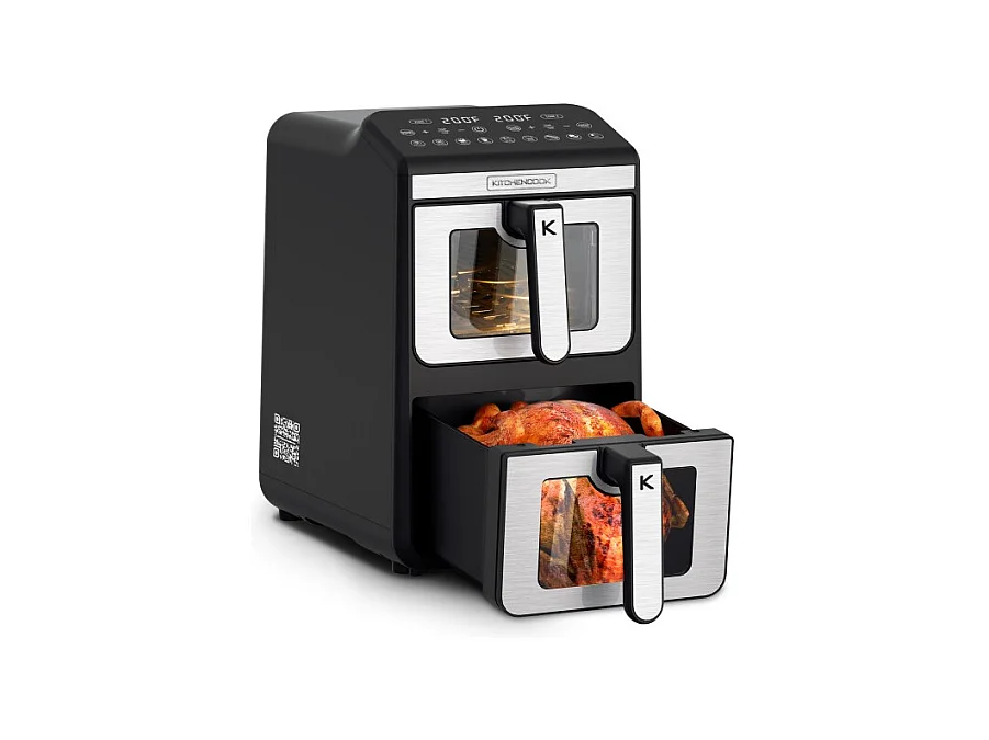 Kitchencook - Double Friteuse à Air Verticale 11l - 7 Programmes - Minuterie Numérique - Thermostat Réglable - 2400w