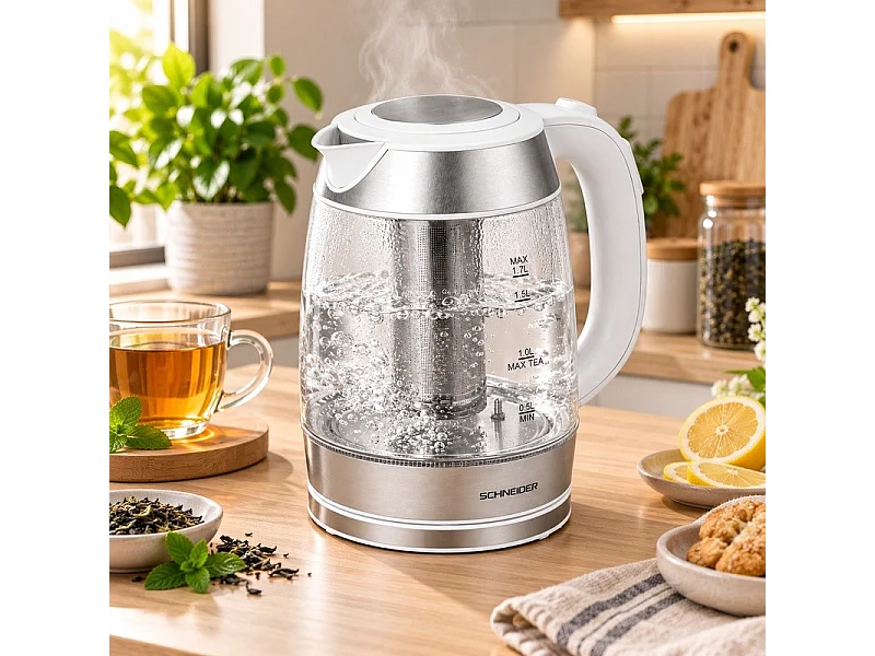 Schneider - Scke236tp - Bouilloire Théière Avec Infuseur - 6 Températures - Verre 1,7 L - 2200 W
