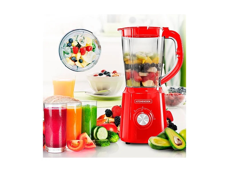 Blender 1.5l Avec 2 Lames Inox B5turbo Rouge Kitchencook