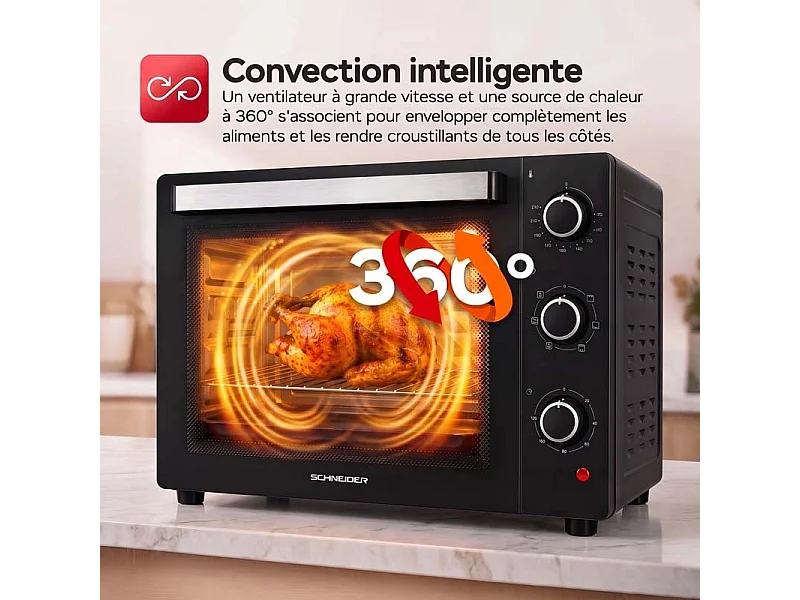 Schneider - Sceo2345ctb - Noir - Four électrique 45 L Posable - Chaleur Tournante - 1700 W