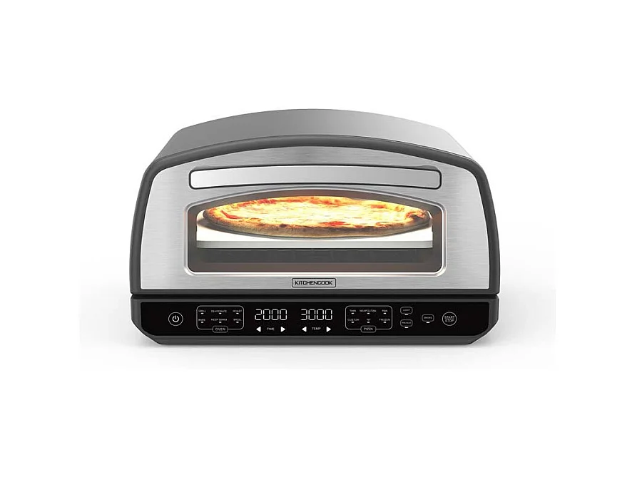 Kitchencook - Four à Pizza - 2000w - Jusqu'à 450°c - 12 Programmes - Plaque De Cuisson En émail, Pelle Et Coupe Pizza En Inox