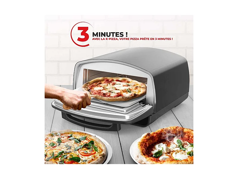 Kitchencook - Four à Pizza - 2000w - Jusqu'à 450°c - 12 Programmes - Plaque De Cuisson En émail, Pelle Et Coupe Pizza En Inox