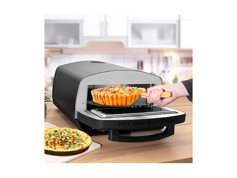 Kitchencook - Four à Pizza - 2000w - Jusqu'à 450°c - 12 Programmes - Plaque De Cuisson En émail, Pelle Et Coupe Pizza En Inox