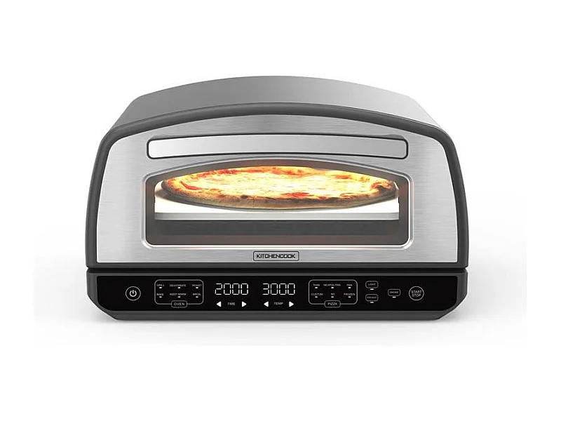 Kitchencook - Four à Pizza - 2000w - Jusqu'à 450°c - 12 Programmes - Plaque De Cuisson En émail, Pelle Et Coupe Pizza En Inox