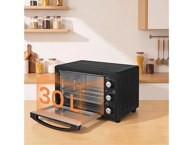 King D'home - Noir - Mini-four 30 L - Convection Naturelle - Thermostat 100 à 230 °c - 1500 W