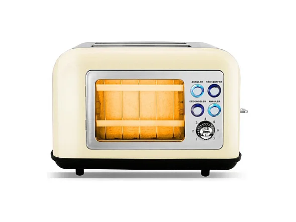 Grille Pain Double Fente Avec Fenetre Toasteo Glass Beige Kitchencook