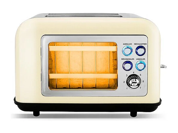 Grille Pain Double Fente Avec Fenetre Toasteo Glass Beige Kitchencook