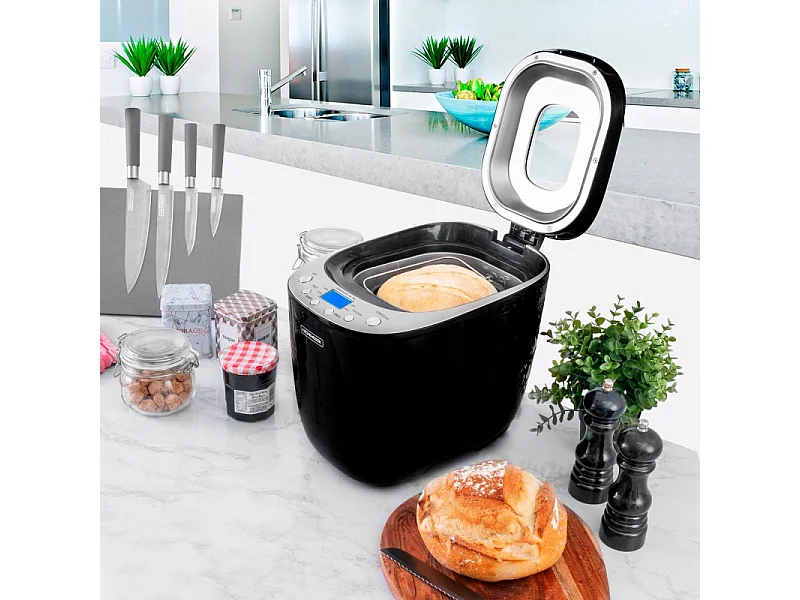 Kitchencook - Machine à Pain - Départ Différé - 550w - 12 Programmes Intégrés - Cuve Amovible Antiadhésive - Noir