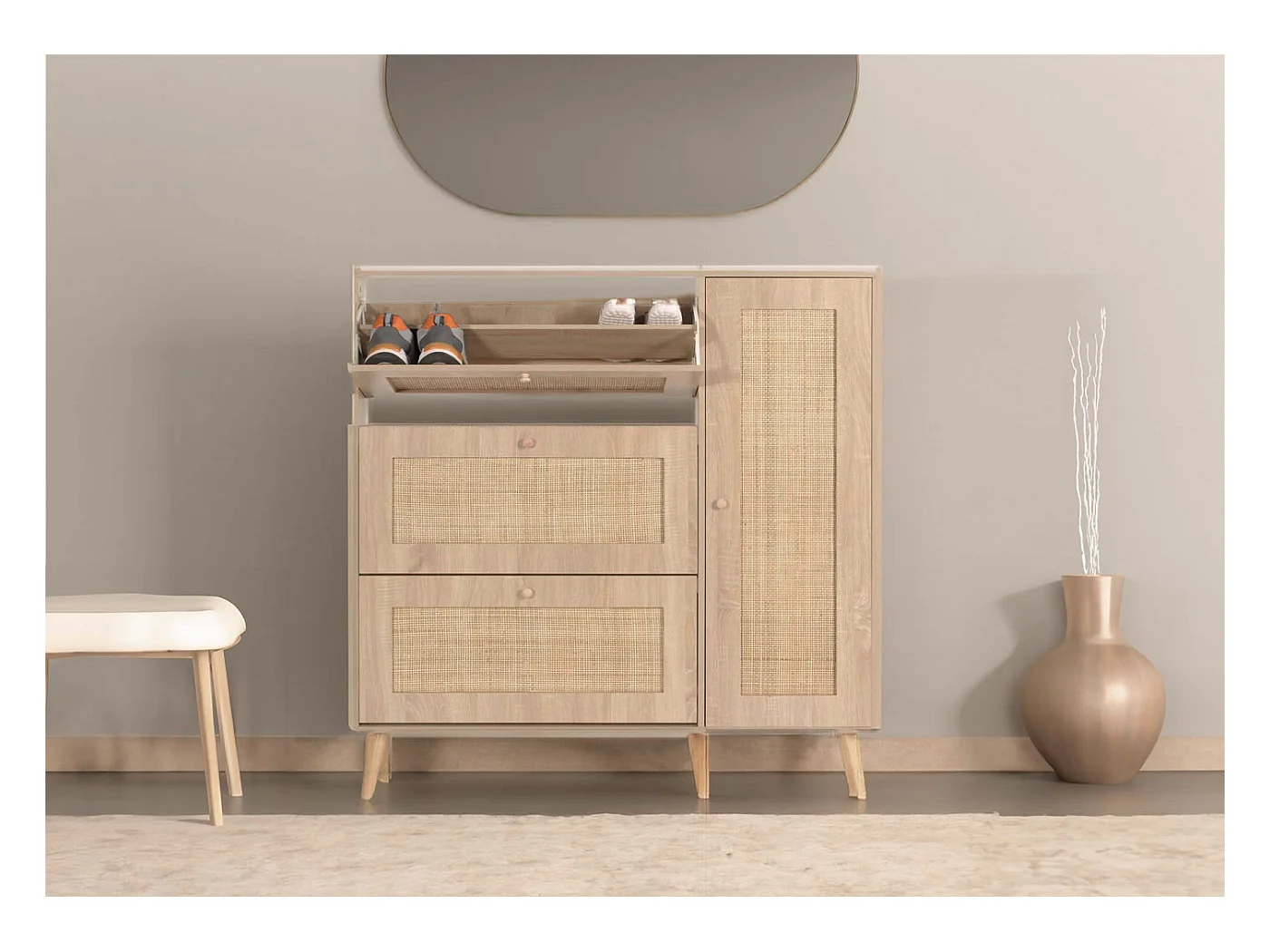 Rotan schoenenlichter MCW-M37,  eiken-look