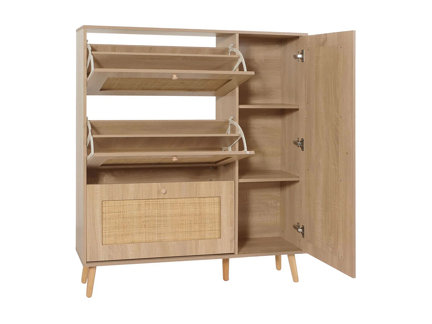 Meuble à chaussures en rotin MCW-M37,  aspect chêne