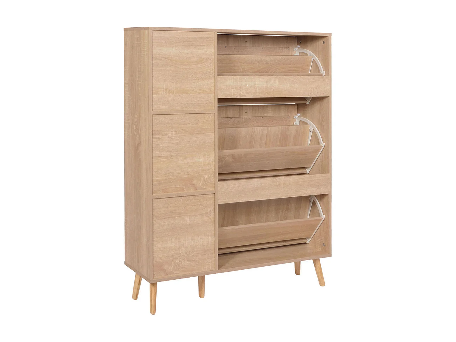 Meuble à chaussures en rotin MCW-M37,  aspect chêne