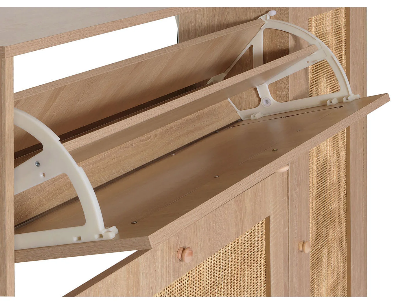 Meuble à chaussures en rotin MCW-M37,  aspect chêne