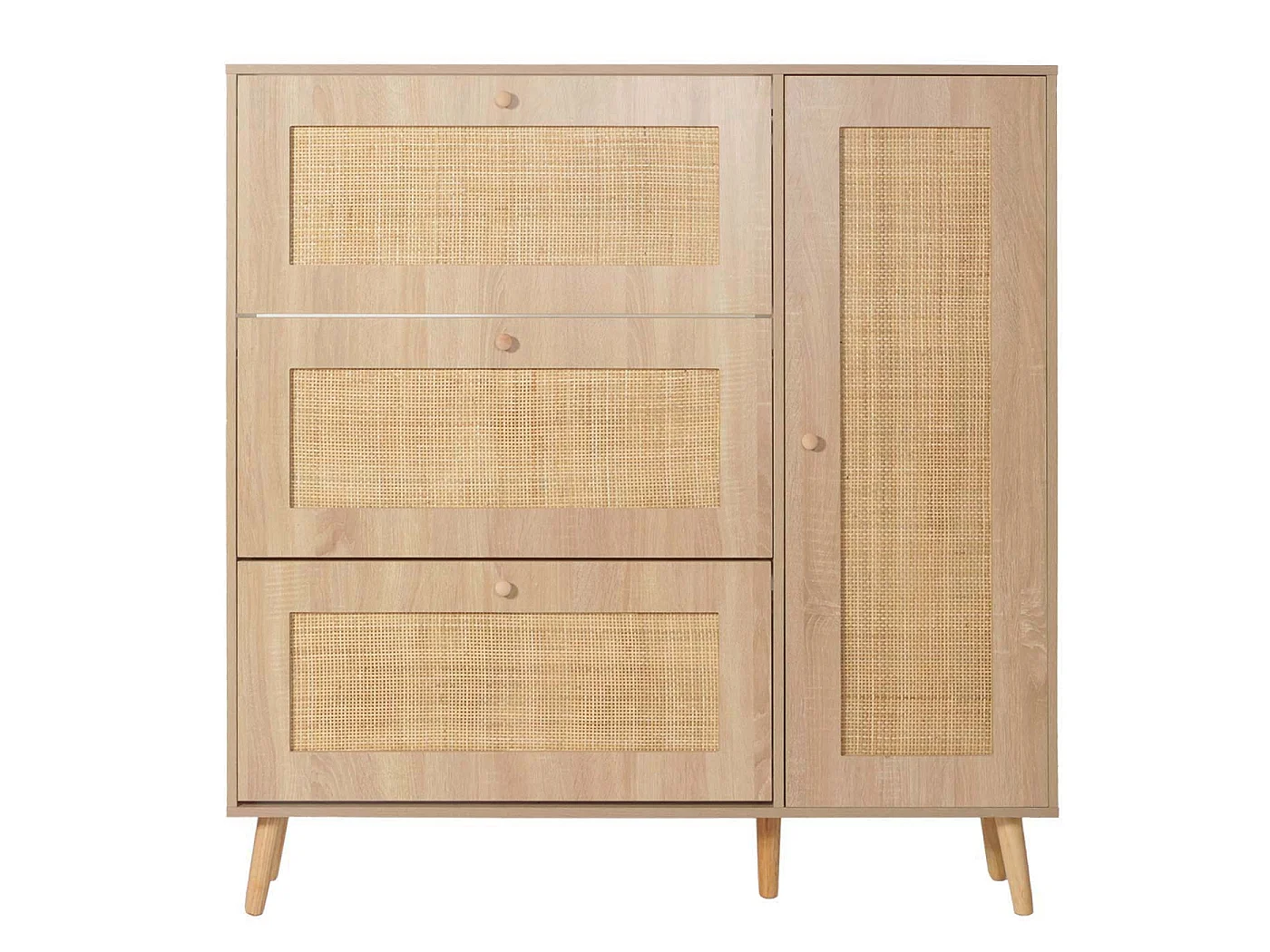 Meuble à chaussures en rotin MCW-M37,  aspect chêne