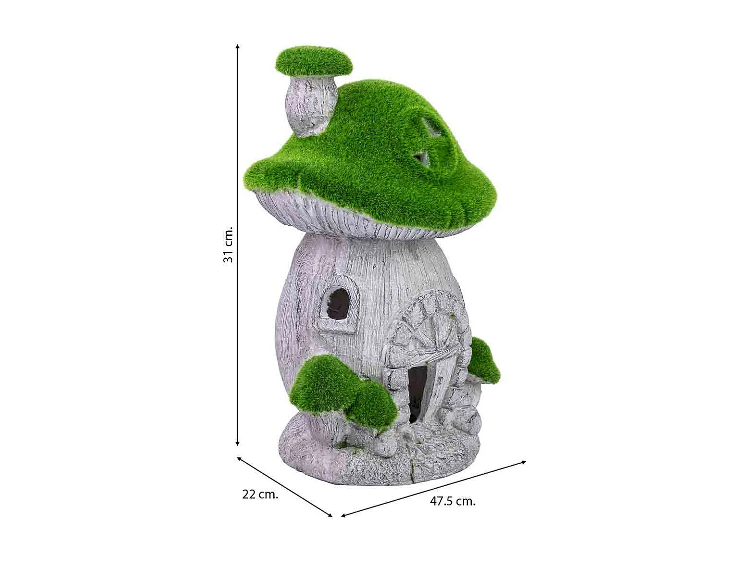 Figura de decoração de cogumelo de metal 47,5x22x5x31h cm