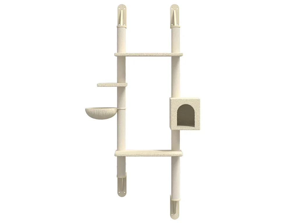 Arbre à chat mural avec griffoir crème 180 cm
