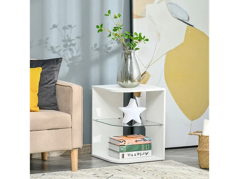 Table basse verre RANDY blanc