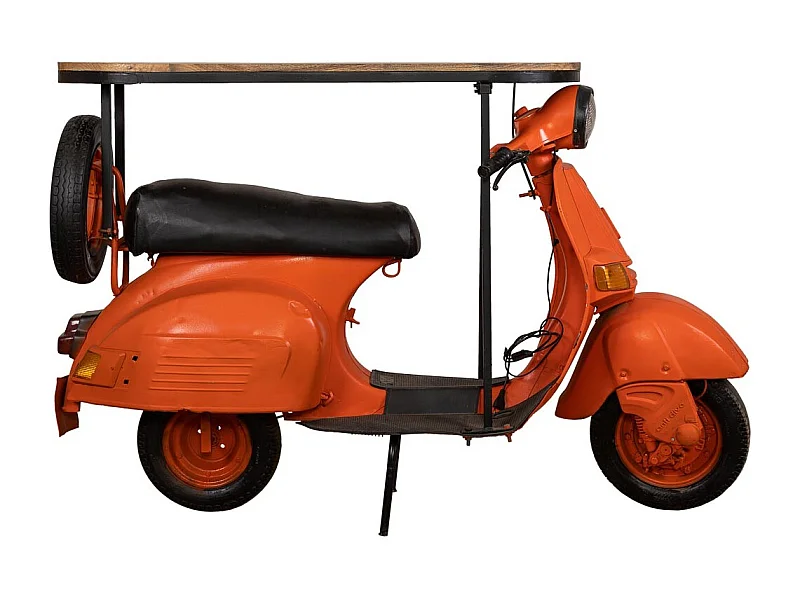 Portabottiglie motoVespa in metallo e legno arancio 185x66x115h
