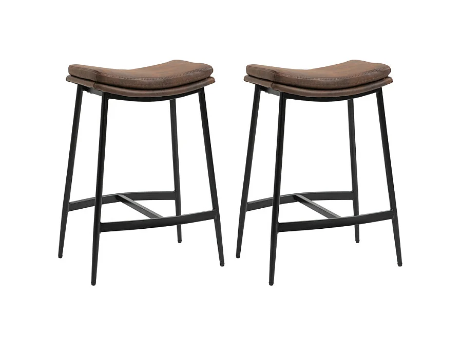Lot de 2 tabourets de bar MARIUS marron et noir