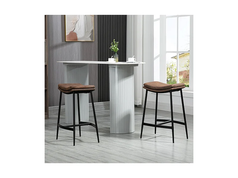 Lot de 2 tabourets de bar MARIUS marron et noir