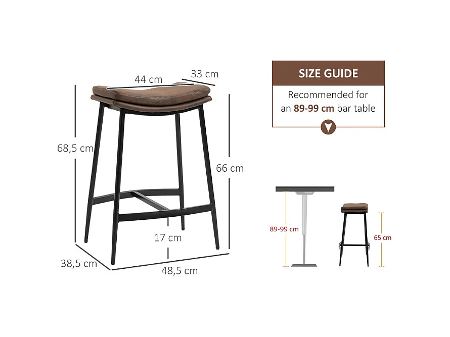 Lot de 2 tabourets de bar MARIUS marron et noir