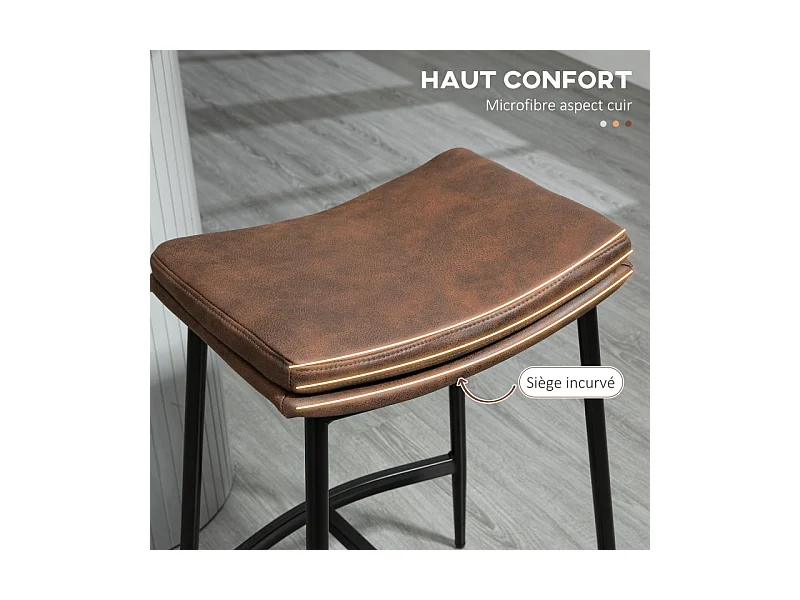 Lot de 2 tabourets de bar MARIUS marron et noir