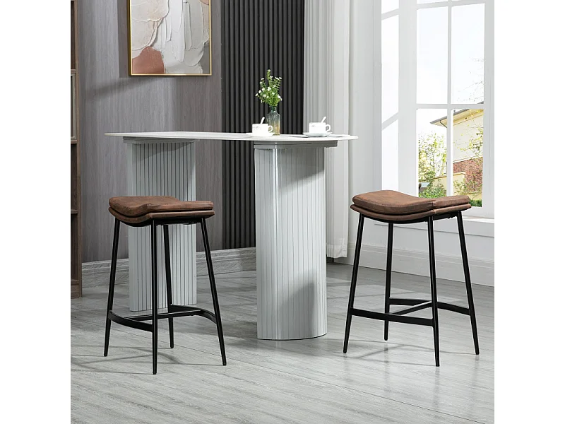Lot de 2 tabourets de bar MARIUS marron et noir