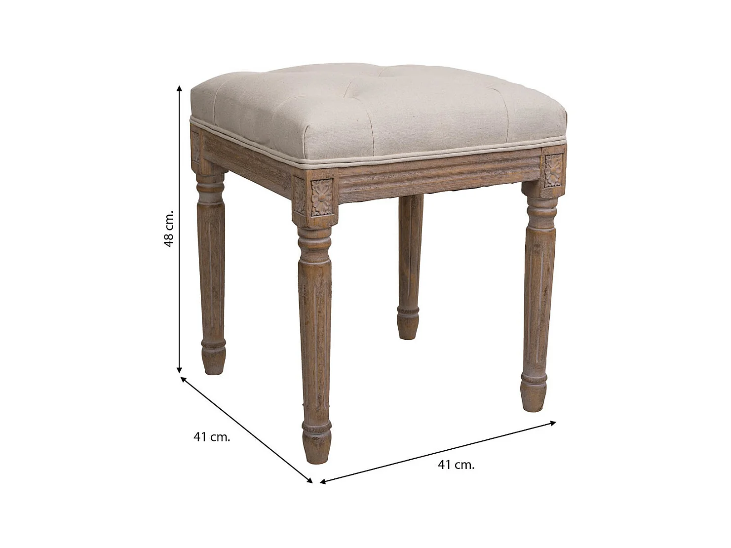 Banqueta de madera marrón 41x41x48