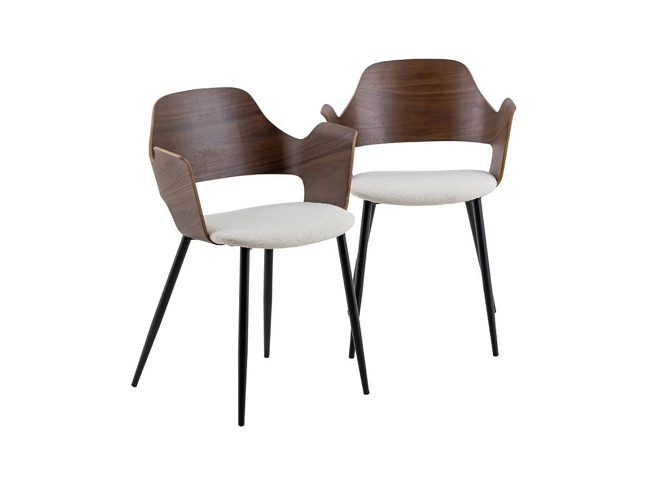 Chaise en bois foncé et tissu écru Florence (lot de 2)