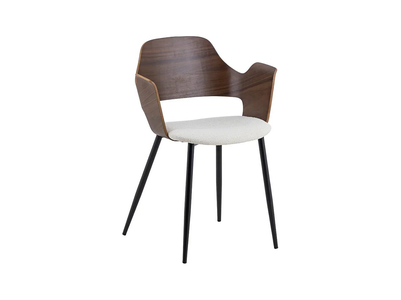 Silla de madera oscura y tela cruda Florence (lote de 2)