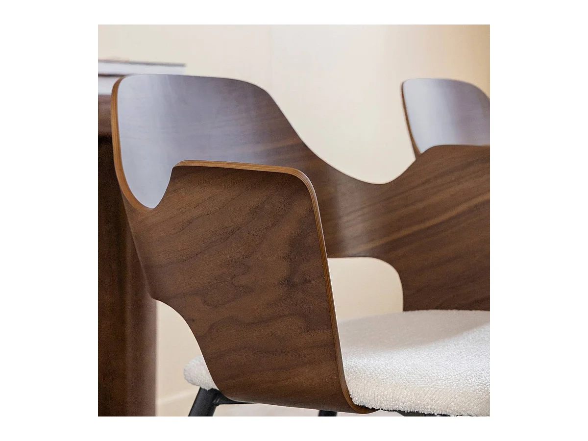 Silla de madera oscura y tela cruda Florence (lote de 2)