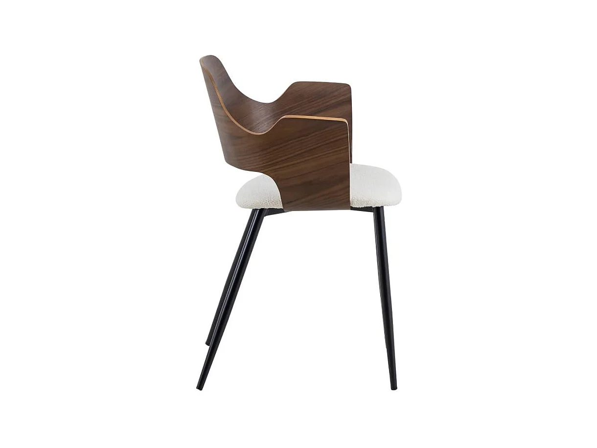 Silla de madera oscura y tela cruda Florence (lote de 2)