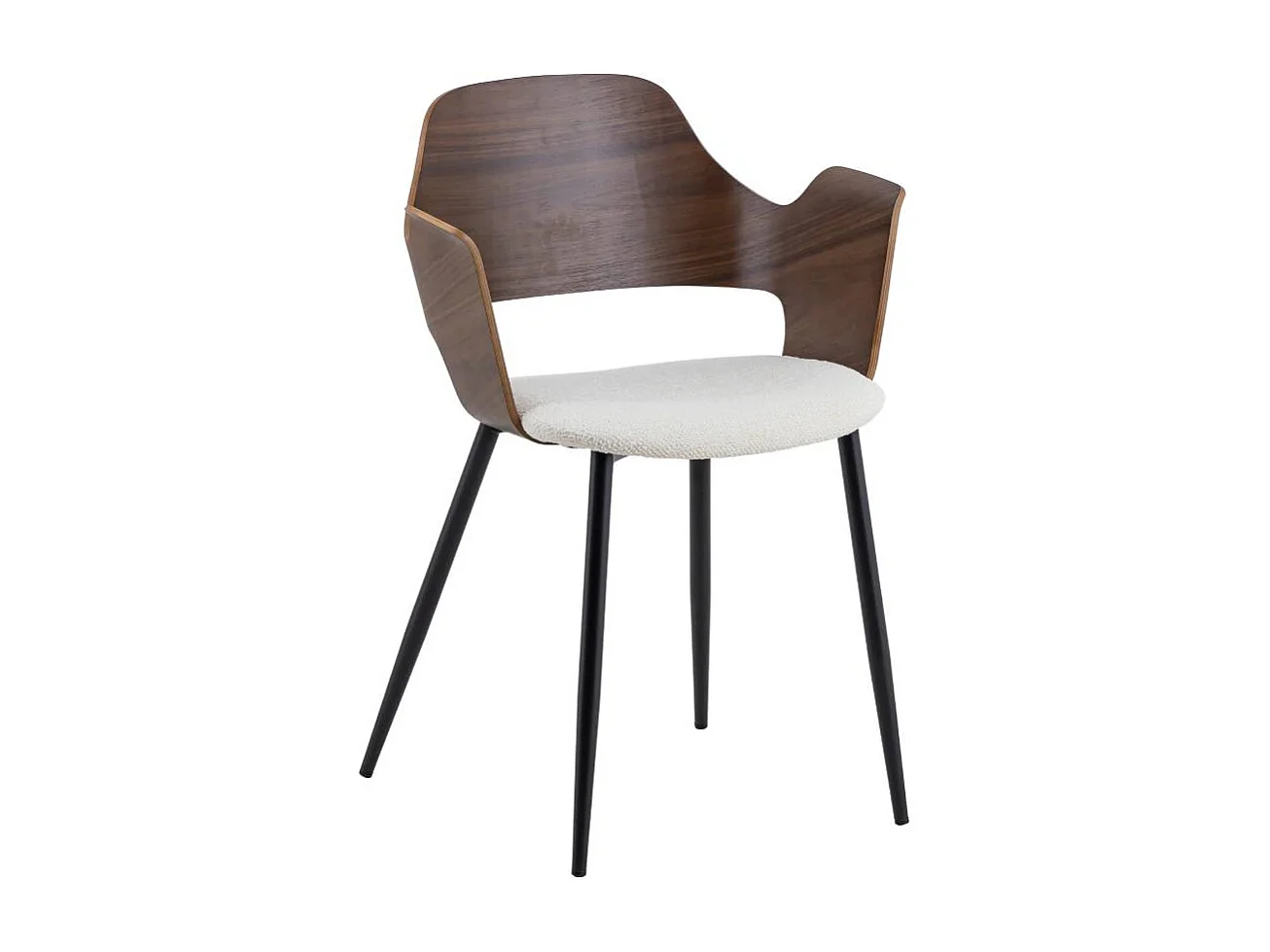 Silla de madera oscura y tela cruda Florence (lote de 2)