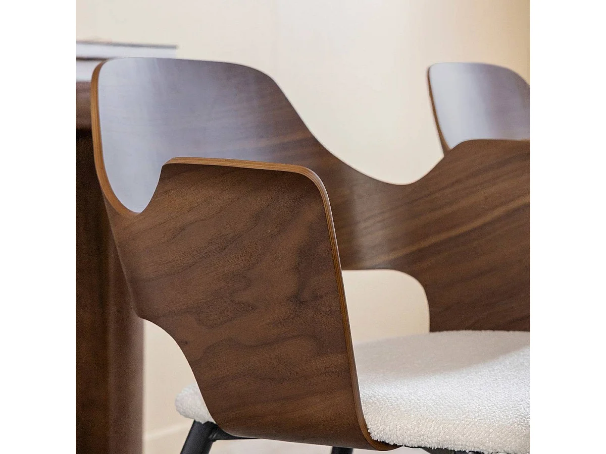 Silla de madera oscura y tela cruda Florence (lote de 2)