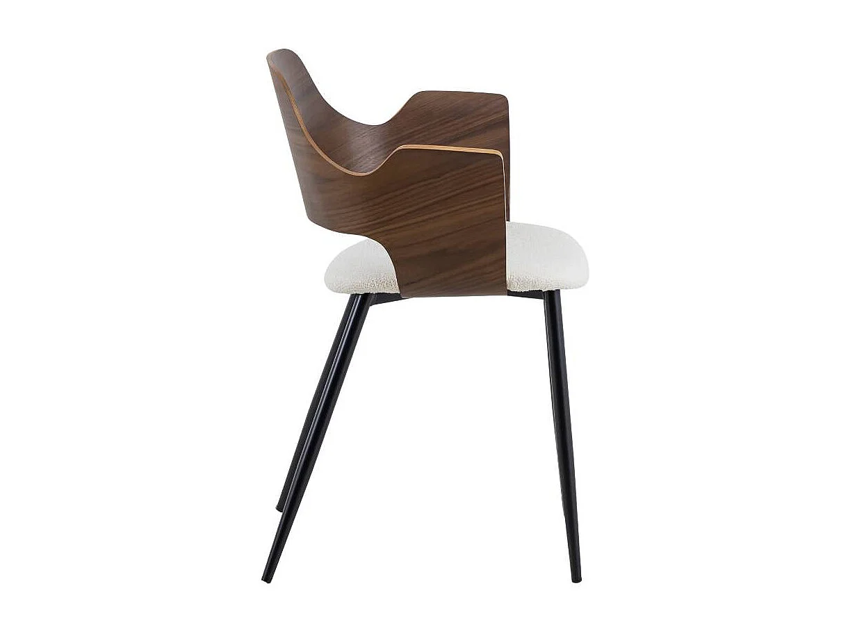 Silla de madera oscura y tela cruda Florence (lote de 2)