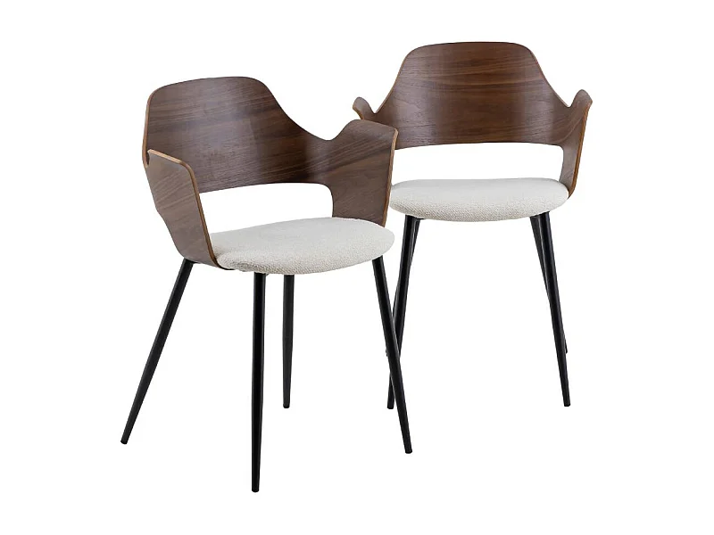 Chaise en bois foncé et tissu écru Florence (lot de 2)